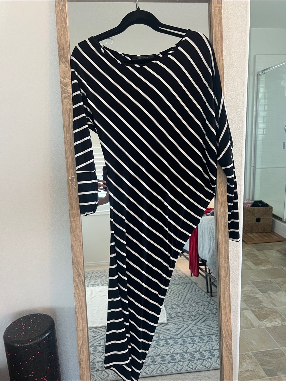 BCBGMaxAzria Black and White Striped Mini Dress